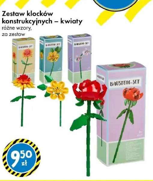 Zestaw klocków konstrukcyjnych - kwiaty różne wzory