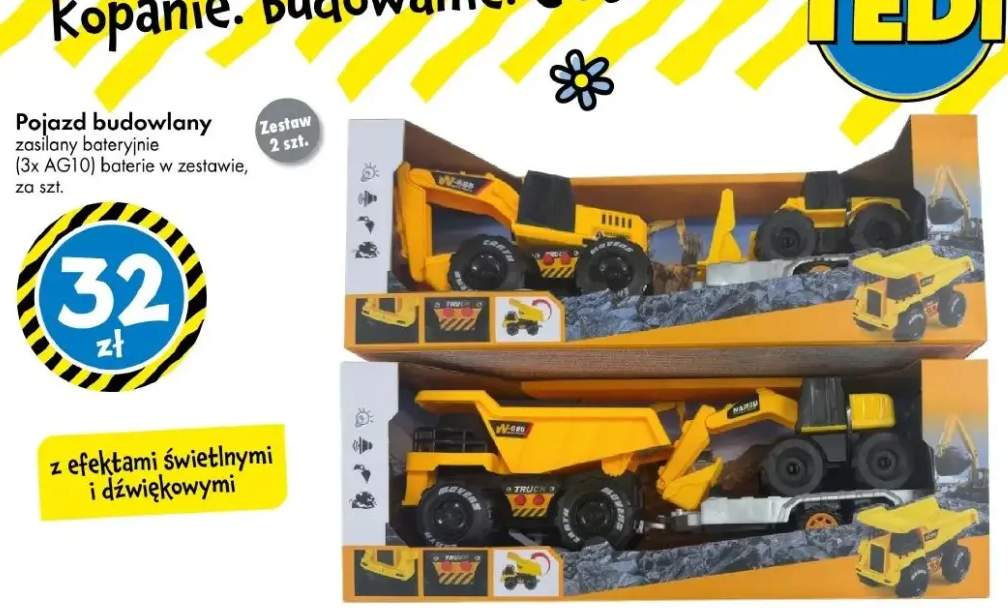 Pojazd budowlany zasilany bateryjnie (3x AG10)