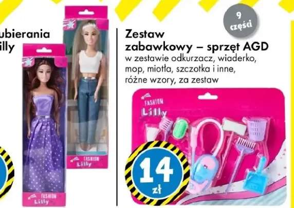 Zestaw zabawkowy - sprzęt AGD w zestawie odkurzacz, wiaderko, mop, miotła, szczotka i inne, różne wzory