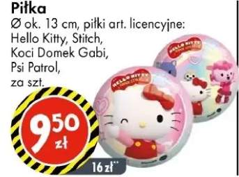 Piłka Ø ok. 13 cm, piłki art. licencyjne: Hello Kitty, Stitch, Koci Domek Gabi, Psi Patrol