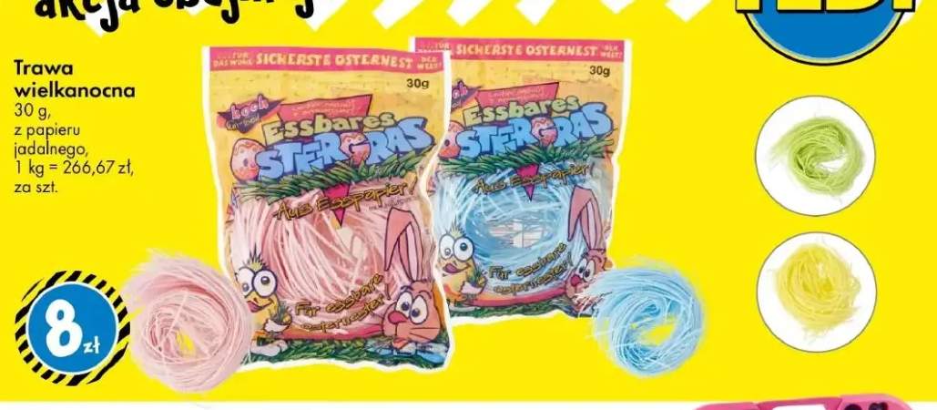 Trawa wielkanocna 30 g, z papieru jadalnego, 1 kg = 266,67 zł