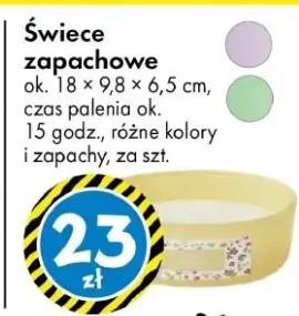 Świece zapachowe ok. 18 × 9,8 × 6,5 cm, czas palenia ok. 15 godz., różne kolory i zapachy