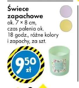 Świece zapachowe ok. 7 × 8 cm, czas palenia ok. 18 godz., różne kolory i zapachy