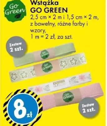 Wstążka Go Green 2,5 cm × 2 m i 1,5 cm × 2 m, z bawełny, różne farby i wzory, 1 m = 2 zł