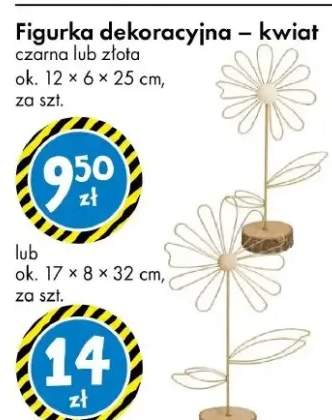 Figurka dekoracyjna – kwiat czarna lub złota ok. 17 × 8 × 32 cm