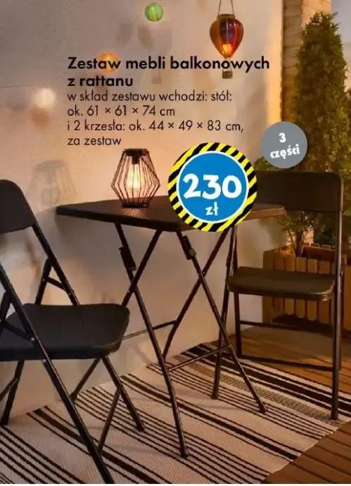 Zestaw mebli balkonowych z rattanu