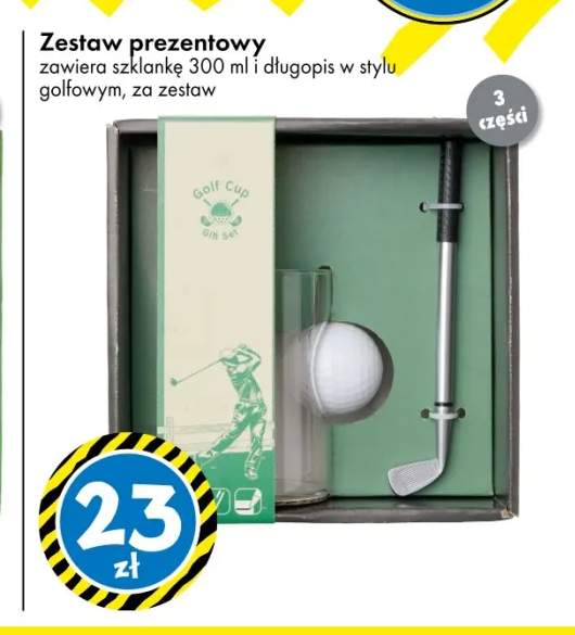 Zestaw prezentowy szklanka 300 ml + długopis w stylu golfowym