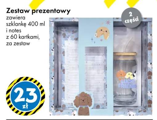 Zestaw prezentowy szklanka 400 ml i notes z 60 kartkami